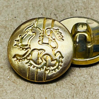 M-7927 Gold Metal Button with Griffin Design, 5/8"