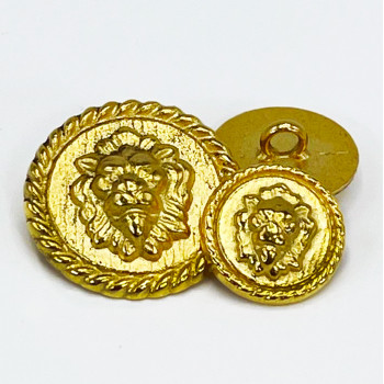 M-7931  Matte Gold Lion Head Metal Fashion Button, 3 Sizes 