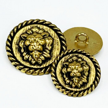 M-7931AG  Antique Gold Lion Head Metal Fashion Button, 3 Sizes 