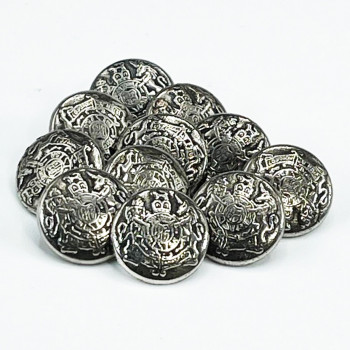 M-817A Antique Silver Shirt Button with Crest, Sold by the Dozen