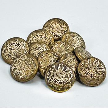 M-817AG Antique Gold Shirt Button with Crest, Sold by the Dozen