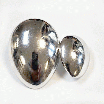 M-9184N -  Silver, Metal Oval Designer  2 Sizes