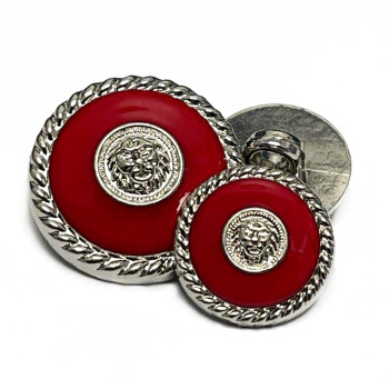 MGP-7299 Silver Button with Red Epoxy, 4 Sizes