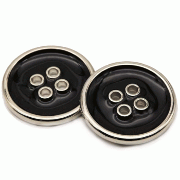 MK-2904 Silver Blazer and Coat Button with Black Epoxy  - 3 Sizes