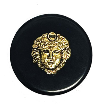 MLP-1708 Black and Antique Gold Designer-Look Button, 1-3/4"