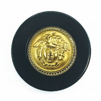 MLP-1710 Black and Gold Medusa Button , 1-1/4"