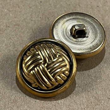 MTL-006 Antique Gold Basketweave Button, 3/4" - Sold by the Dozen 