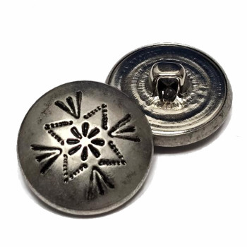 MTL-028-D  Antique Silver Metal Shank Button, 3/4"  (Sold by the Dozen)