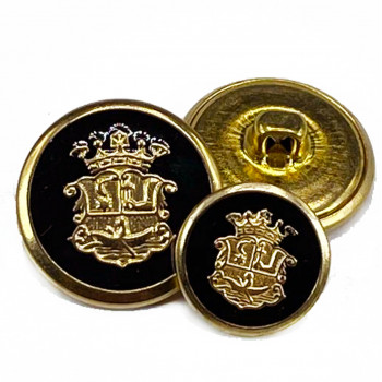 MTL-12 Gold with Black Epoxy Metal Button, 2 Sizes MTL-12 Gold with Black Epoxy Metal Button, 2 Sizes
