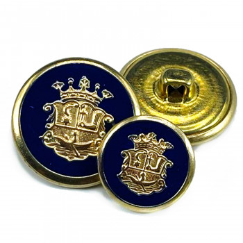 MTL-13  Gold and Navy Epoxy Blazer Button, 2 Sizes