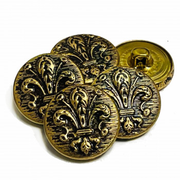MTL-215 Antique Gold, Fleur-de-Lis Button, 3/4" - Sold by the Dozen