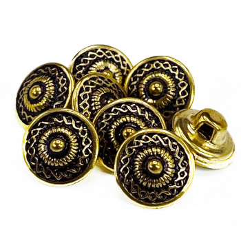 MTL-22-D  Antique Gold Metal Fashion Button, 7/16" &  5/8"  - Priced By the Dozen