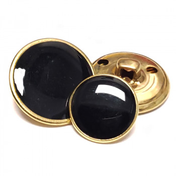 80025  Gold with Black Epoxy Metal Button, 3 Sizes