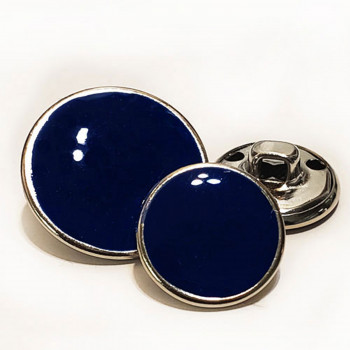 80024  Silver with Navy Blue Epoxy Metal Button, 3 Sizes