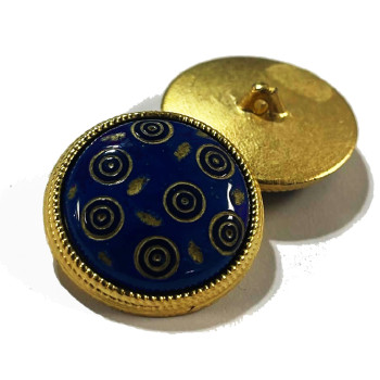 MX1155  Vintage Navy and Matte Gold Button, 1-1/4"