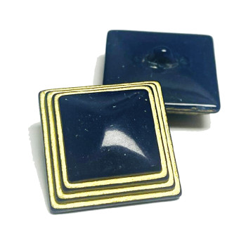 MX1265- Vintage Navy and Gold Square Fashion Button, 3 sizes
