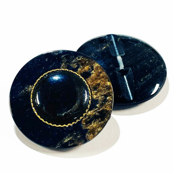 MX1710 Vintage Navy and Gold Fashion Button, 1-3/8"