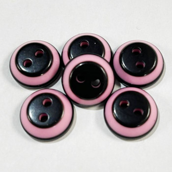 NV-1300 - Light Pink and Black Fashion Button - 2 Sizes, Sold by the Dozen