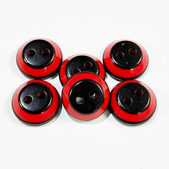 NV-1300 - Red and Black Fashion Button - 2 Sizes, Sold by the Dozen