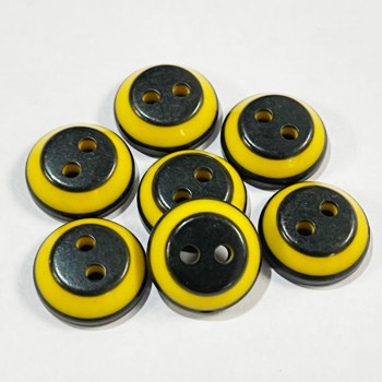 NV-1300 -  Yellow and Black Fashion Button - 2 Sizes, Sold by the Dozen