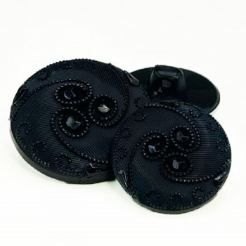 NV-1835 - Black Dressy  Fashion Button - 3 Sizes,  Sold by the Dozen!