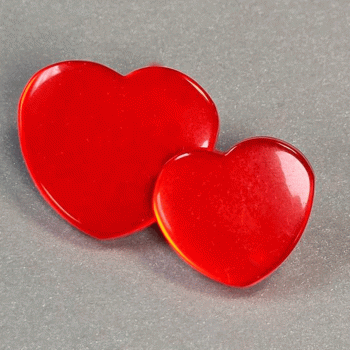 P-83233 - Red Pearl shank Heart Button, 3 sizes Priced by the Dozen