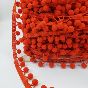 POM-106  Orange Pom Pom Trim, 1/2" - Sold by the Yard