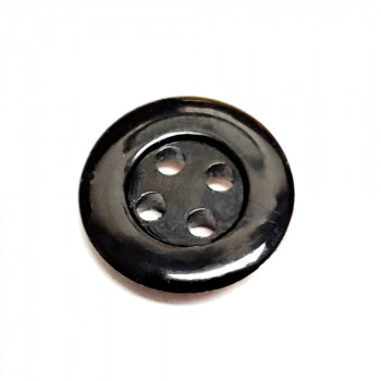 RB-1001 Shiny Black, 4-Hole Rubber Shirt Button, 1/2" - Priced per Dozen 