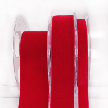 012 Red Swiss Velvet Ribbon,   6 Sizes - Sold by the yard