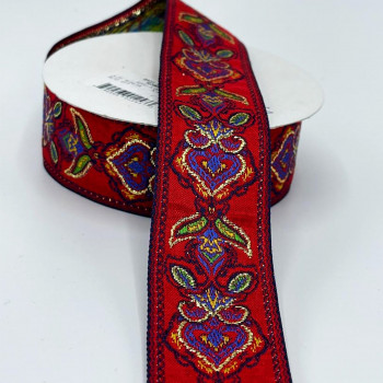 S-04770  Metallic Red, Gold, and Blue Jacquard Ribbon - 1-1/2"