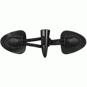 TG-1001  Frog Attachment with Black Toggle and Black Leather Tabs,  5-1/2"