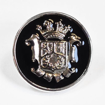 14066 Silver Blazer Button with Black Epoxy, 2 Sizes
