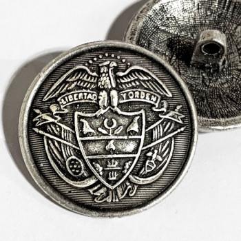 14170 - Antique Silver, Cast Metal Coat and Overcoat Button, 1-1/8" 