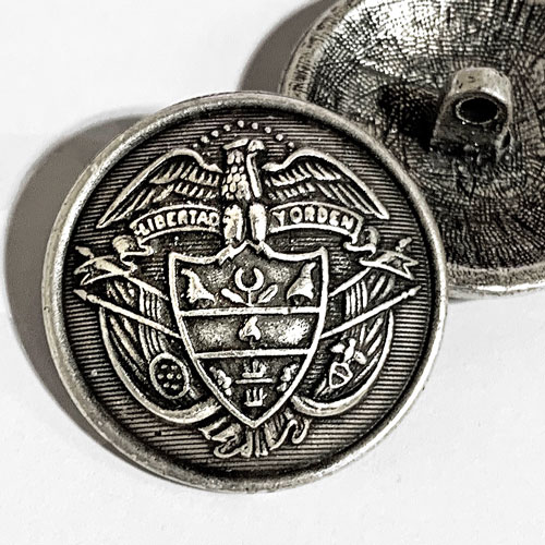 14170 Antique Silver, Cast Metal Coat and Overcoat Button, 11/8"
