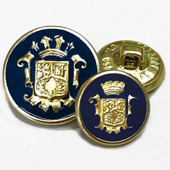 15071 Gold Blazer Button with Dark Navy Epoxy- 2 Sizes