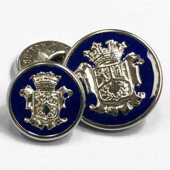 15080 Silver Blazer Button with Dark Navy Epoxy - 2 Sizes