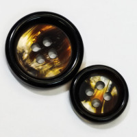 2082 - Tortoise Shell Look Button with Black Rim, (13/16 inch only)