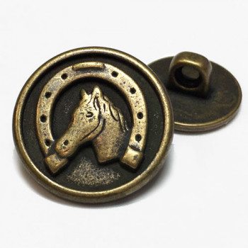 241201-Antique Brass Metal Horseshoe Button - 2 Sizes