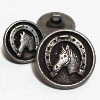 241202-Antique Silver Metal Horseshoe Button - 2 Sizes