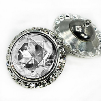 2956 - Rondel and Rivoli Button, with Crystal Rhinestones, 25mm