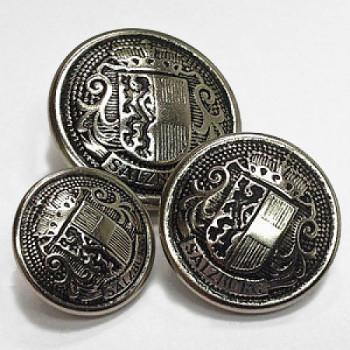 29610 Antique Silver Salzburg Crest Button, in 3 Sizes
