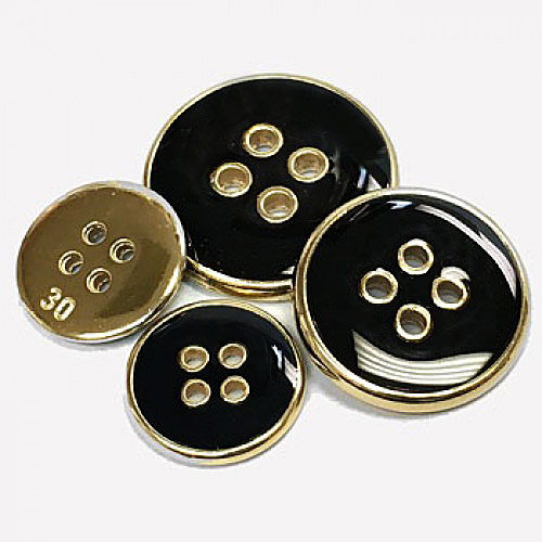 300116 Gold with Black Epoxy Blazer Button - 3 Sizes