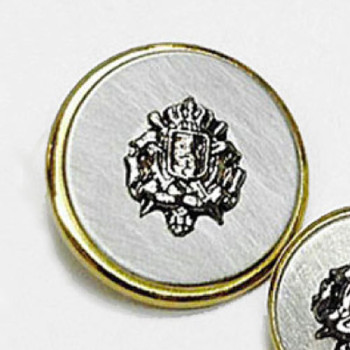 410018 Silver and Gold Metal Blazer Button - 5/8" 