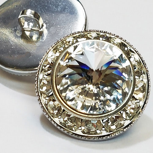 7104A Rondelle Button with Crystal Rivoli Rhinestone, 7/8"