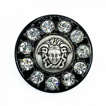 9187 Medusa Head Button with Crystal Rhinestones and Black Base, 1-1/4" 9187 Medusa Head Button with Crystal Rhinestones and Black Base, 1-1/4"
