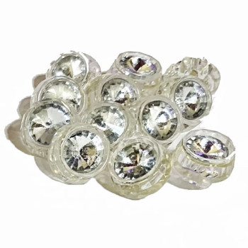 A-1115 Clear Acrylic Button with Rhinestone, 10mm - Sold by the Dozen