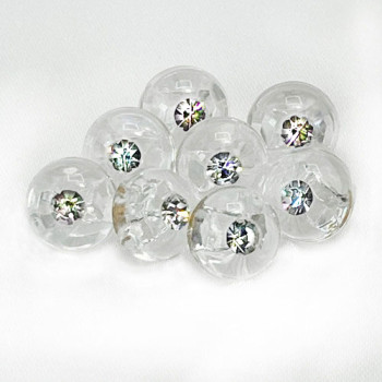 A-5315 Clear Acrylic Button with Crystal Glass Rhinestone, 2 Sizes - Sold by the Dozen