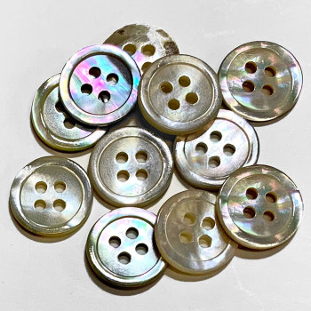 AG-17 Agoya Shell 4-Hole Shirt Button, 11.5mm - Sold by the Dozen