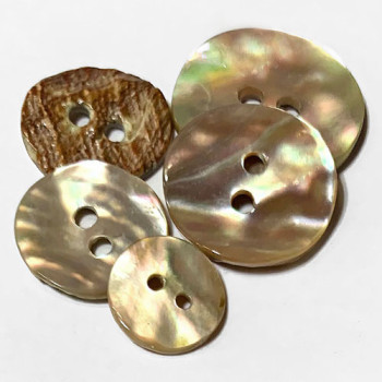 AWB-100 Genuine Awabi Shell Button, Sold by the Dozen - 6 Sizes 