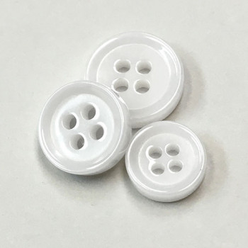AZC-002 White Ceramic Zirconia Shirt Button, 10mm - Priced per Dozen 